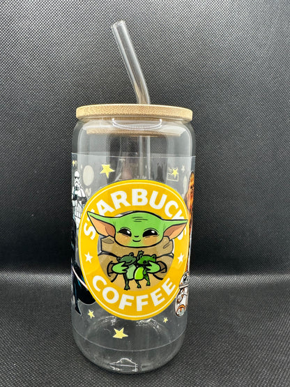 Sci-Fi Movie Inspired 16oz Glass Tumbler with Straw