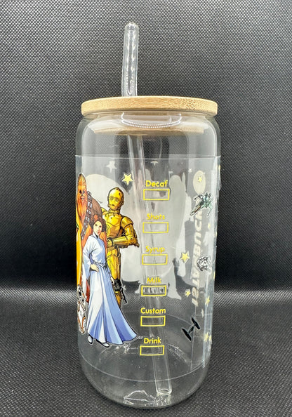 Sci-Fi Movie Inspired 16oz Glass Tumbler with Straw