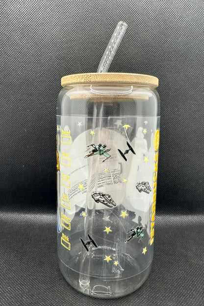 Sci-Fi Movie Inspired 16oz Glass Tumbler with Straw