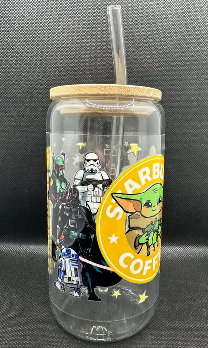 Sci-Fi Movie Inspired 16oz Glass Tumbler with Straw