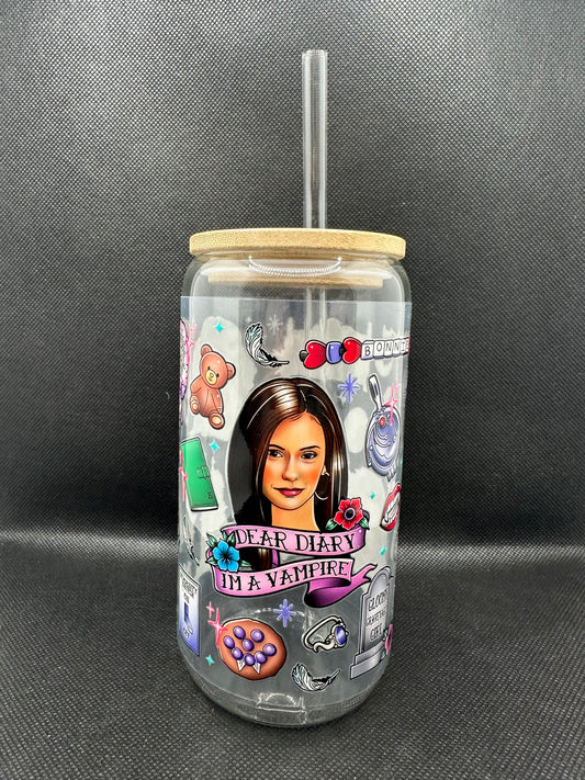 Vampire 16oz Glass Tumbler with Straw