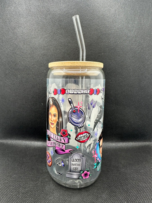 Vampire 16oz Glass Tumbler with Straw