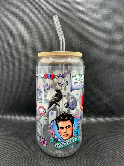 Vampire 16oz Glass Tumbler with Straw