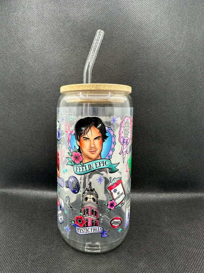 Vampire 16oz Glass Tumbler with Straw