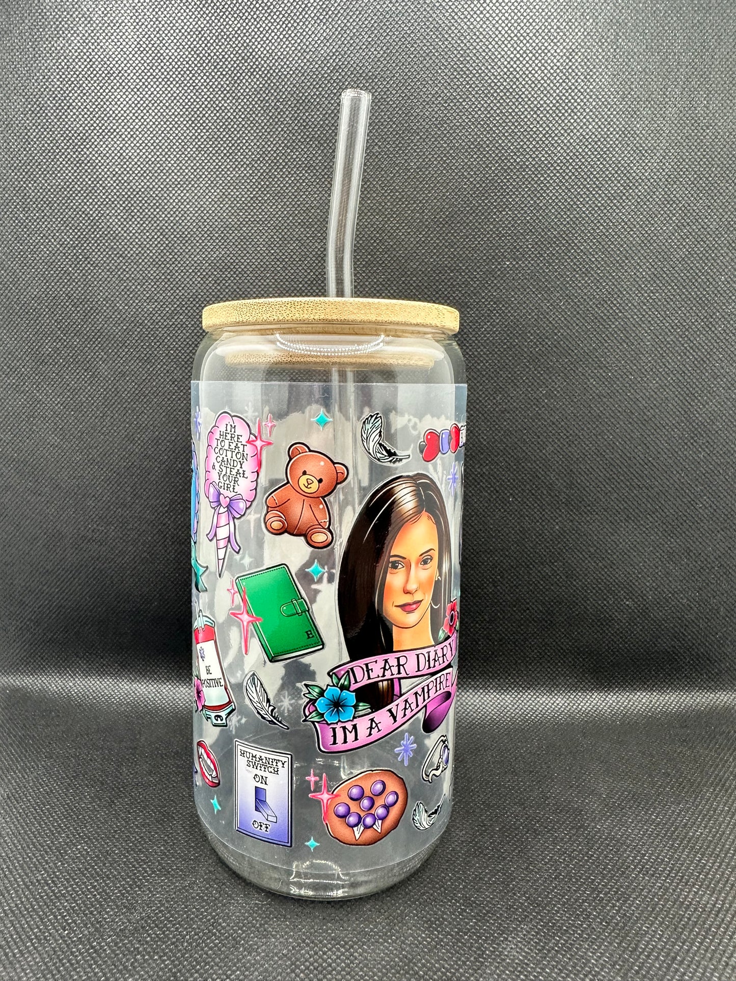 Vampire 16oz Glass Tumbler with Straw