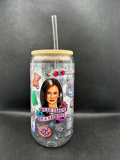 Vampire 16oz Glass Tumbler with Straw