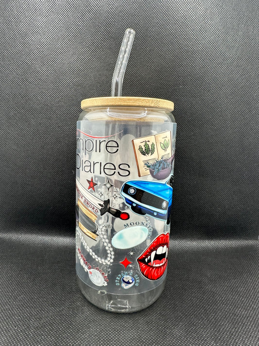 Vampire 16oz Glass Tumbler with Straw