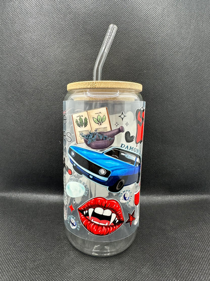 Vampire 16oz Glass Tumbler with Straw