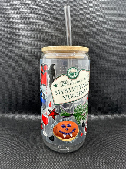 Vampire 16oz Glass Tumbler with Straw
