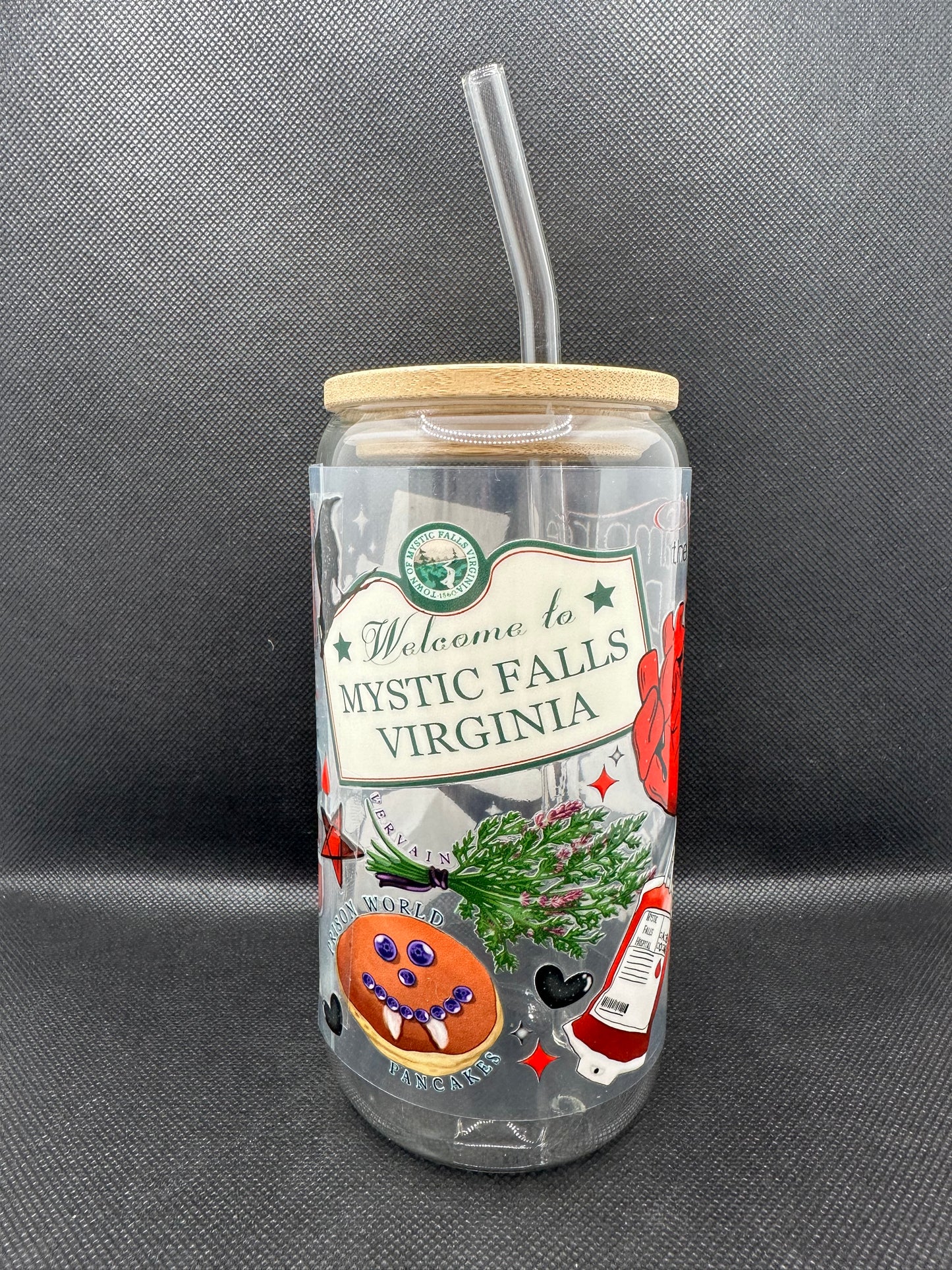 Vampire 16oz Glass Tumbler with Straw