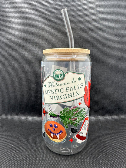 Vampire 16oz Glass Tumbler with Straw