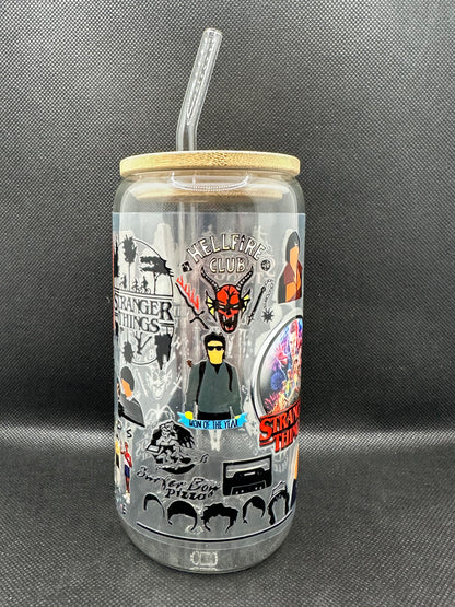 80s Sci-Fi TV Show Inspired 16oz Glass Tumbler with Straw