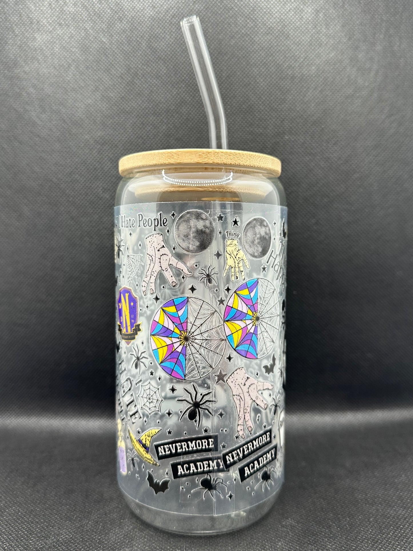 Gothic Girl TV Show Pattern 16oz Glass Tumbler with Straw