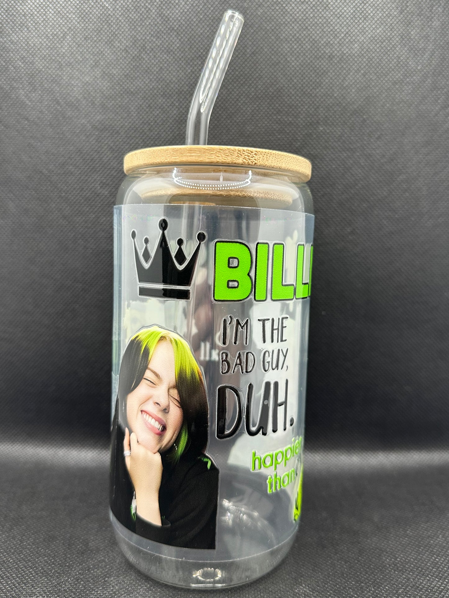 BE 16oz Clear Glass Tumbler with Straw