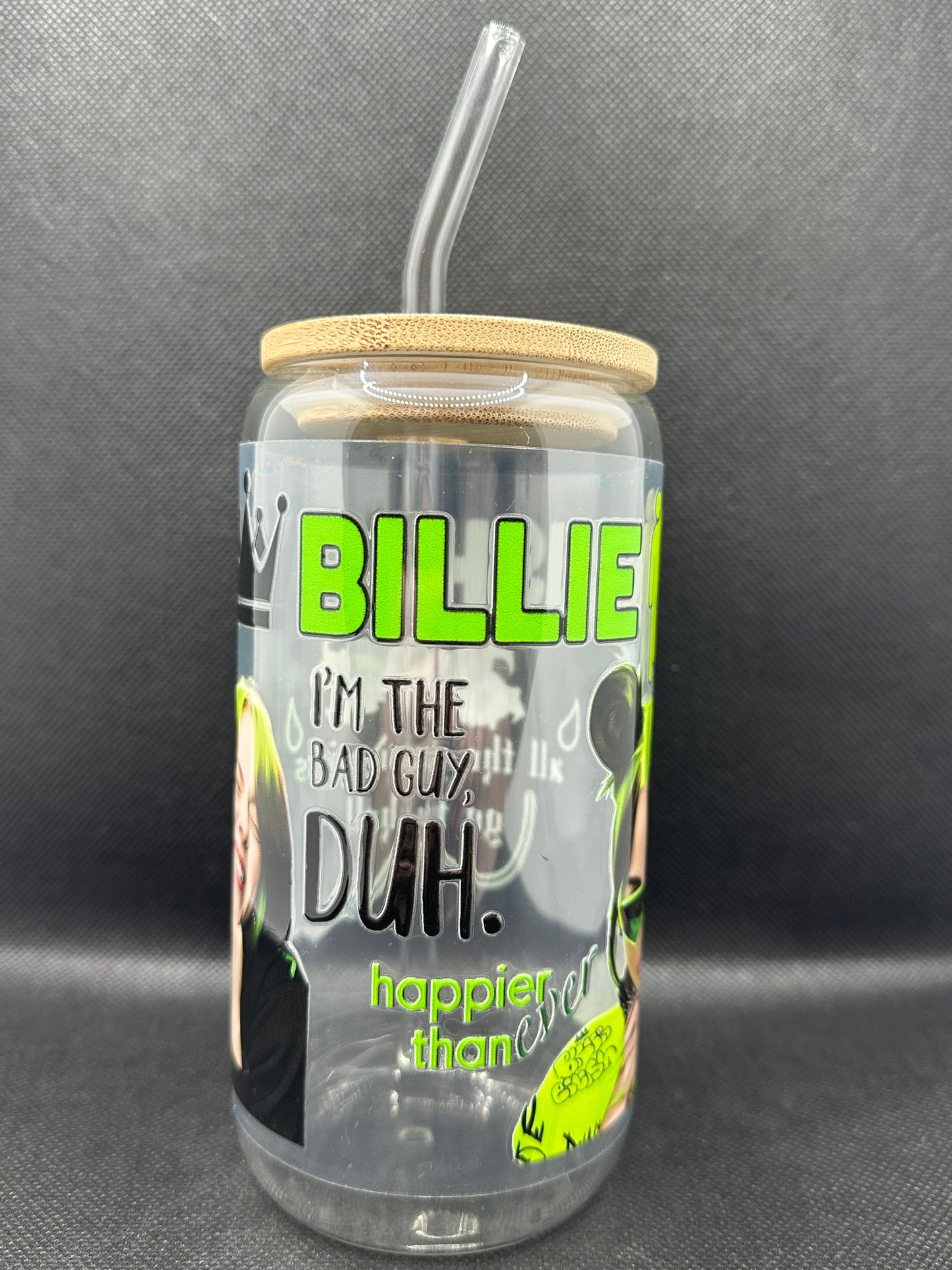 BE 16oz Clear Glass Tumbler with Straw