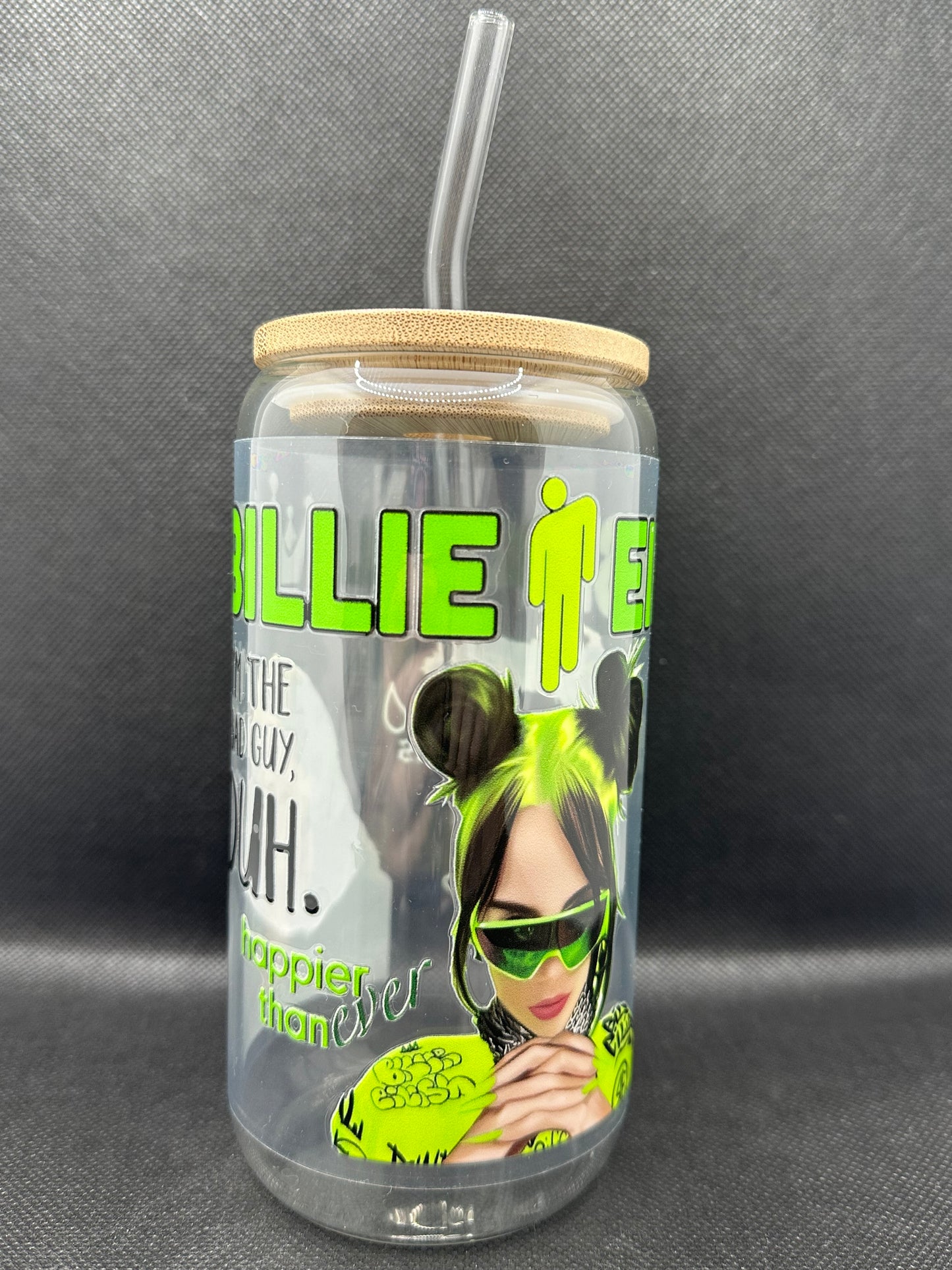 BE 16oz Clear Glass Tumbler with Straw