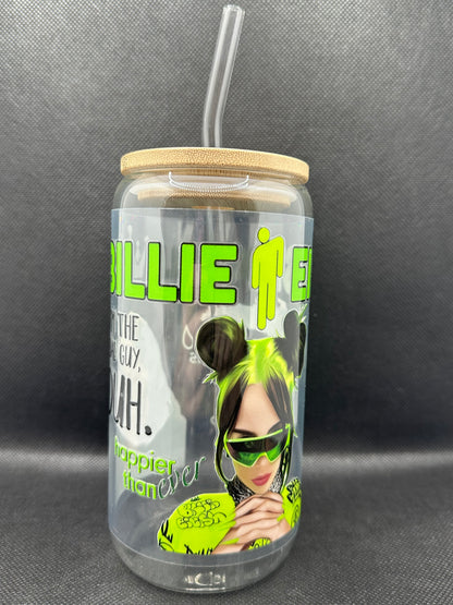 BE 16oz Clear Glass Tumbler with Straw