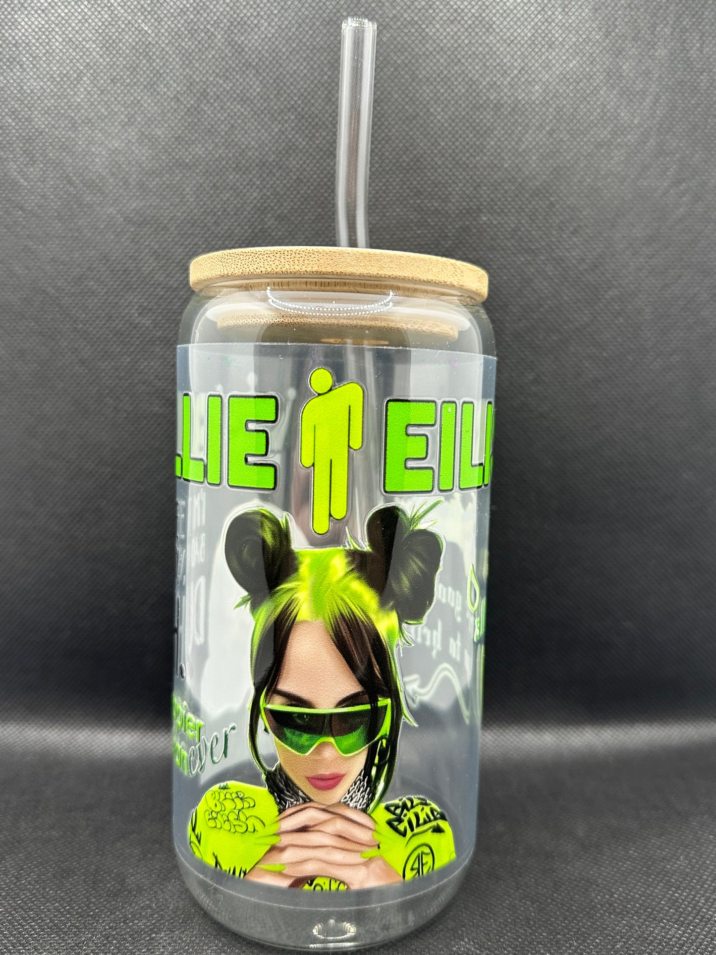 BE 16oz Clear Glass Tumbler with Straw