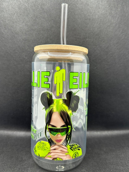 BE 16oz Clear Glass Tumbler with Straw