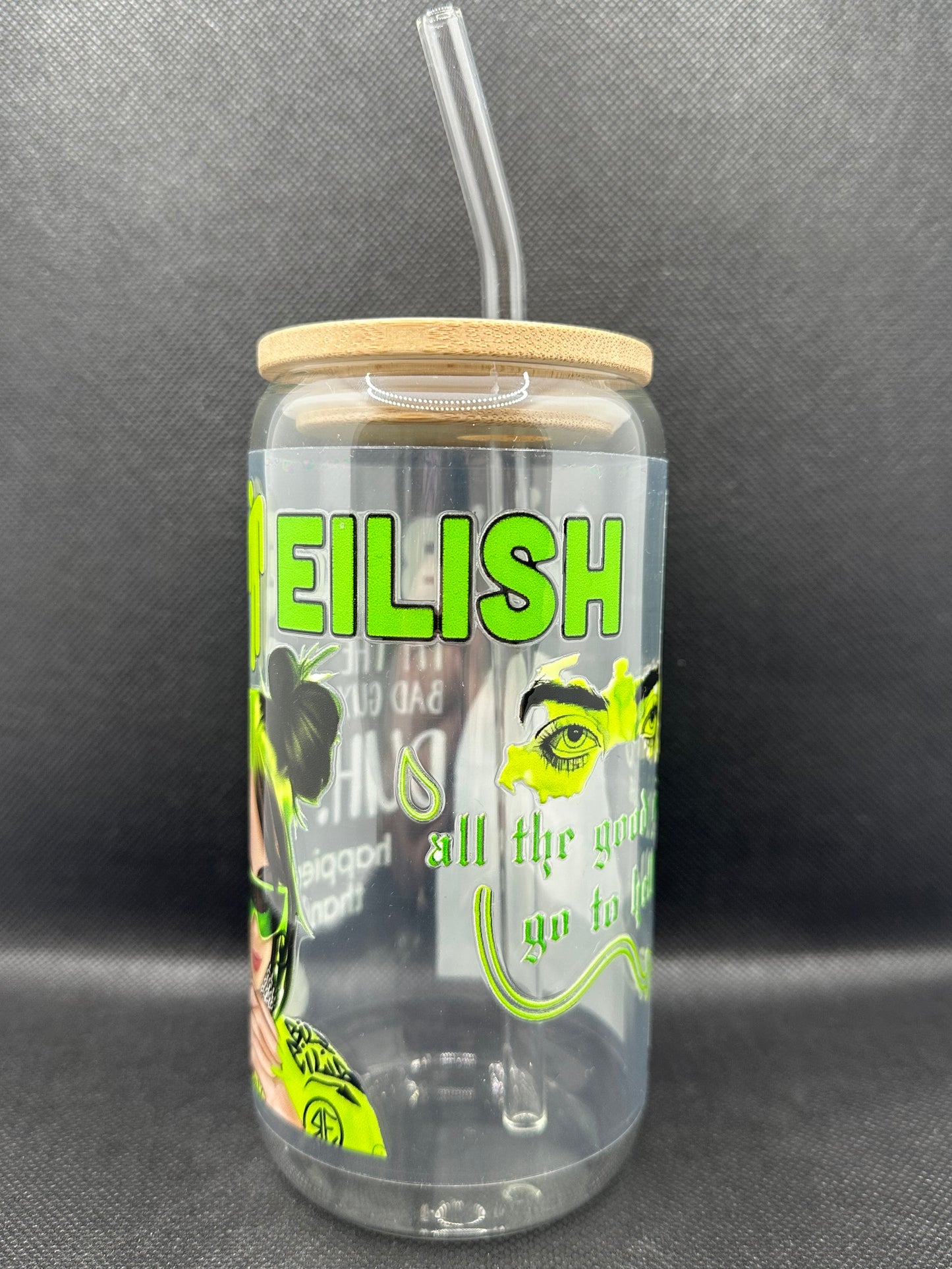 BE 16oz Clear Glass Tumbler with Straw