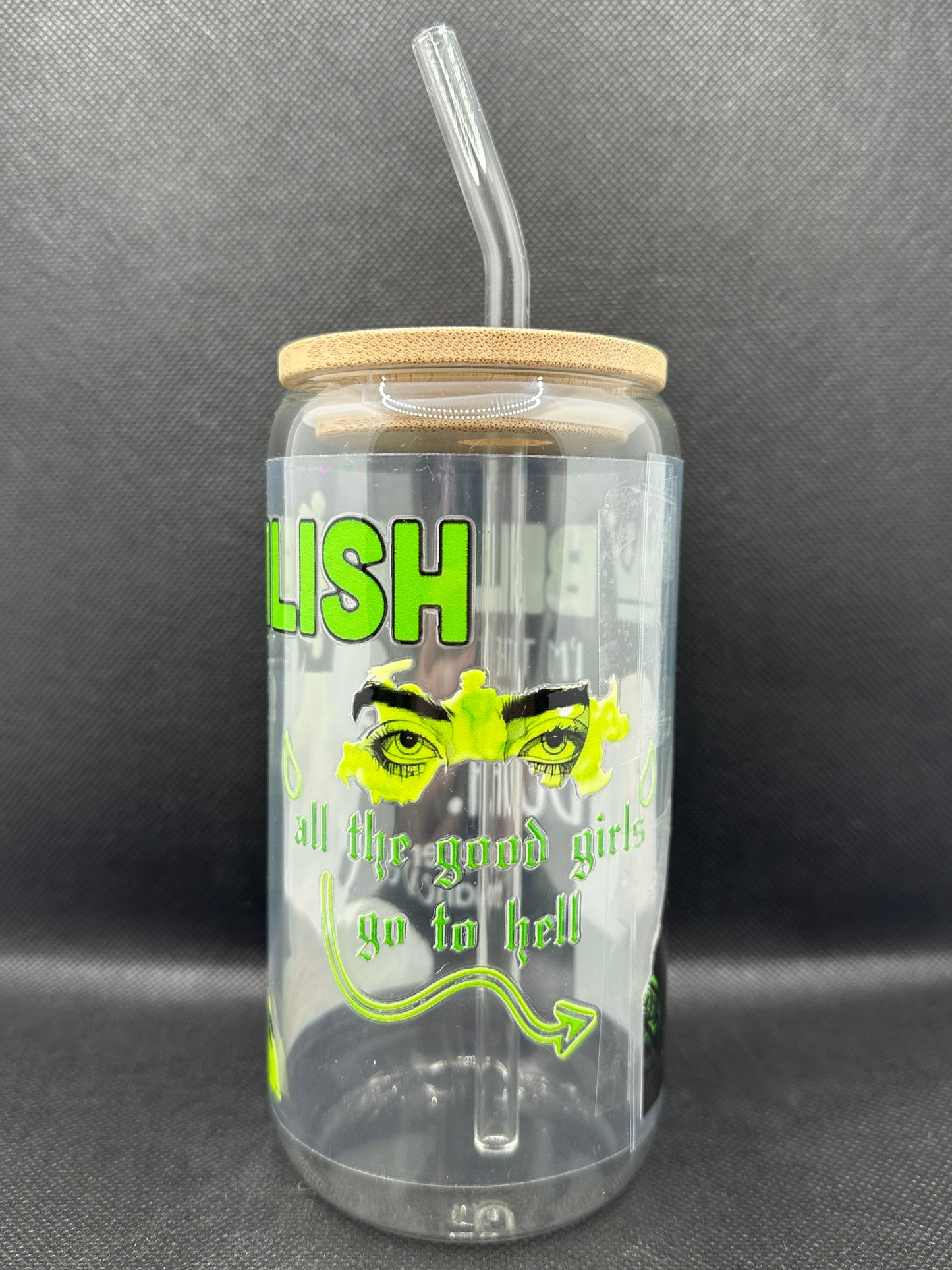 BE 16oz Clear Glass Tumbler with Straw