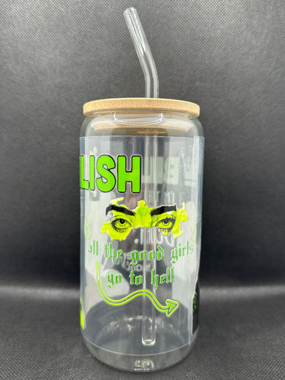 BE 16oz Clear Glass Tumbler with Straw