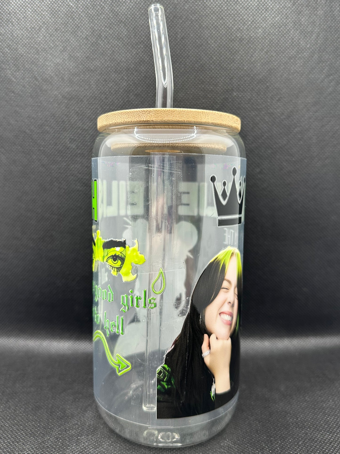 BE 16oz Clear Glass Tumbler with Straw