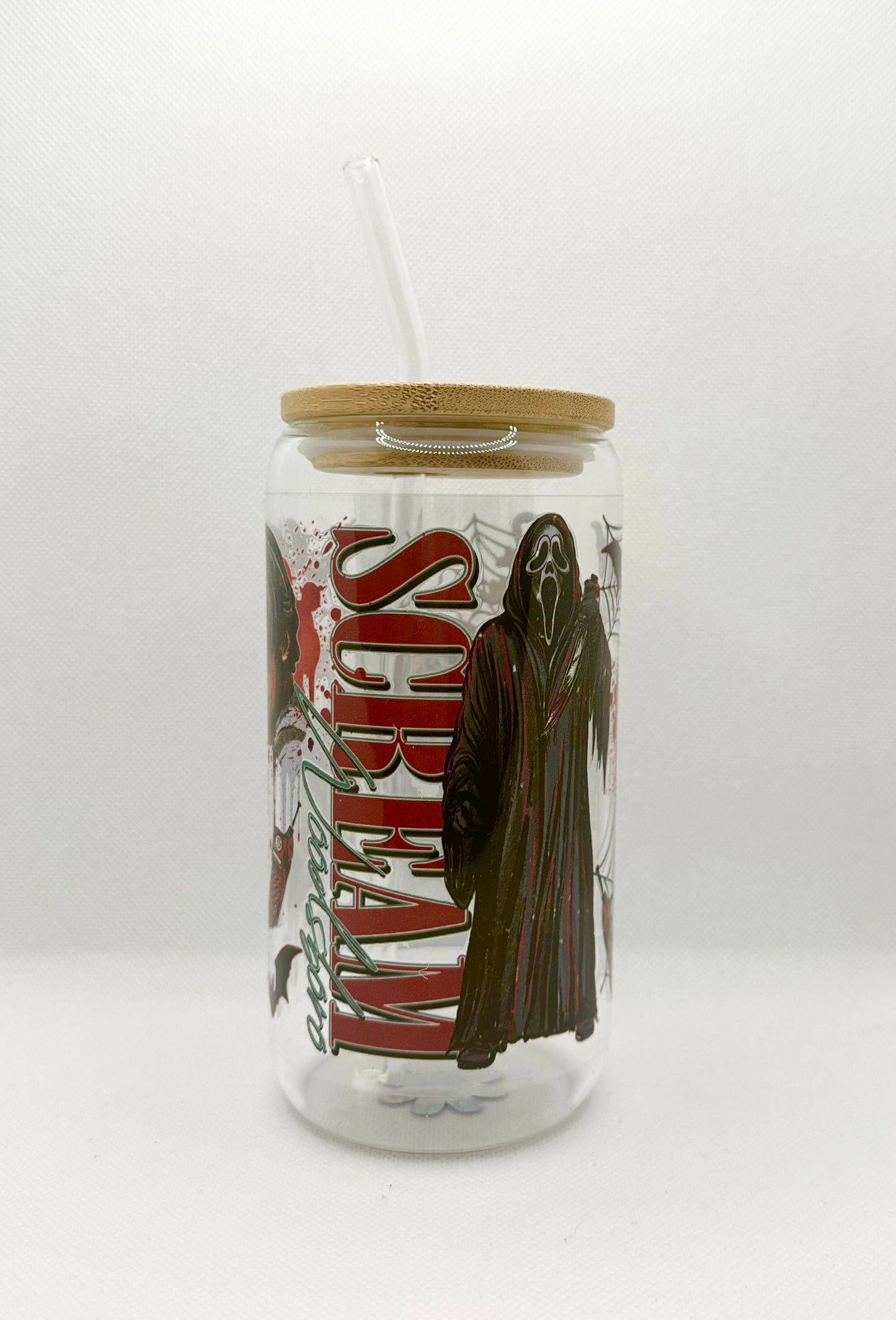 Horror Movie 16oz Glass Tumbler with Straw