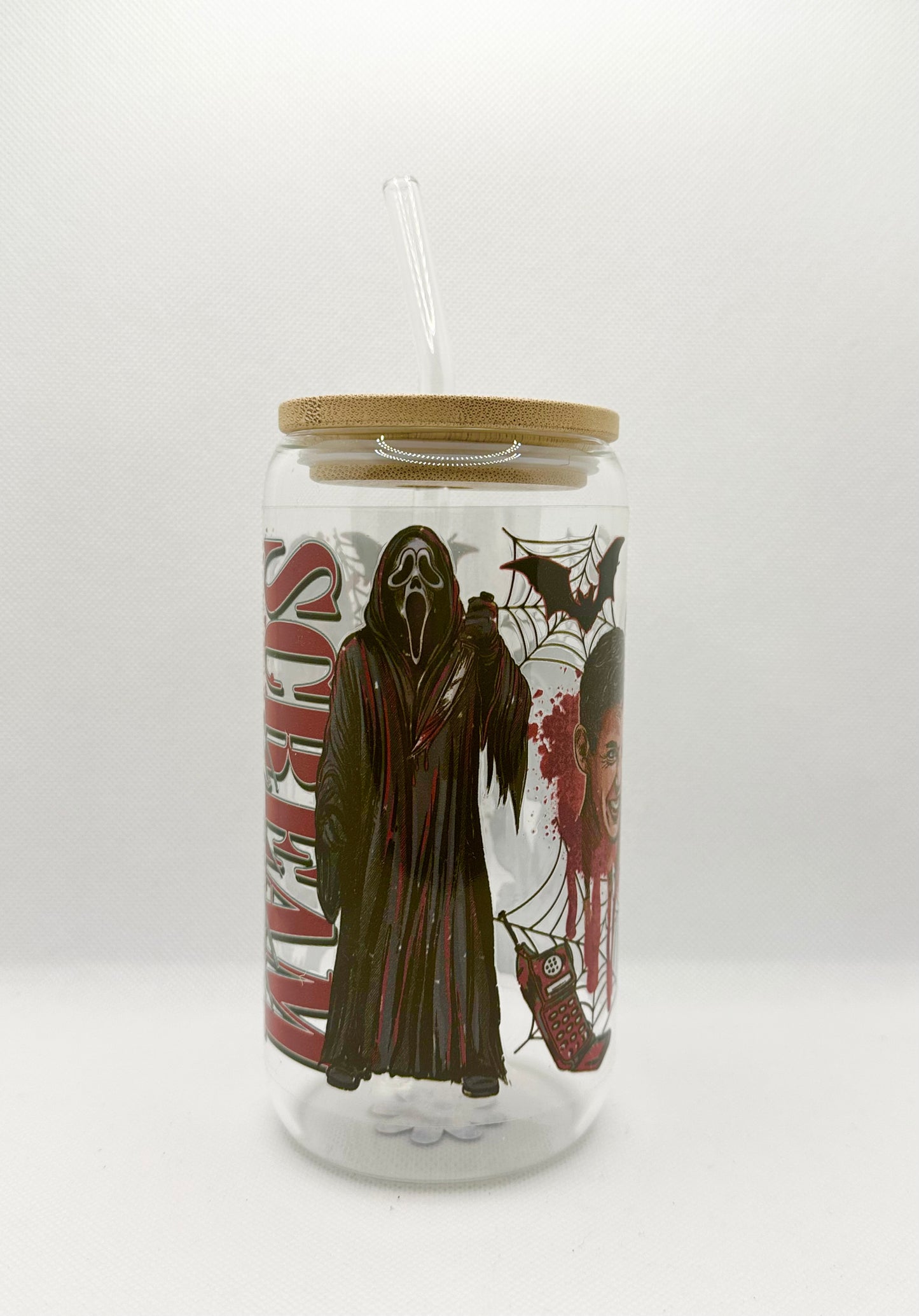 Horror Movie 16oz Glass Tumbler with Straw