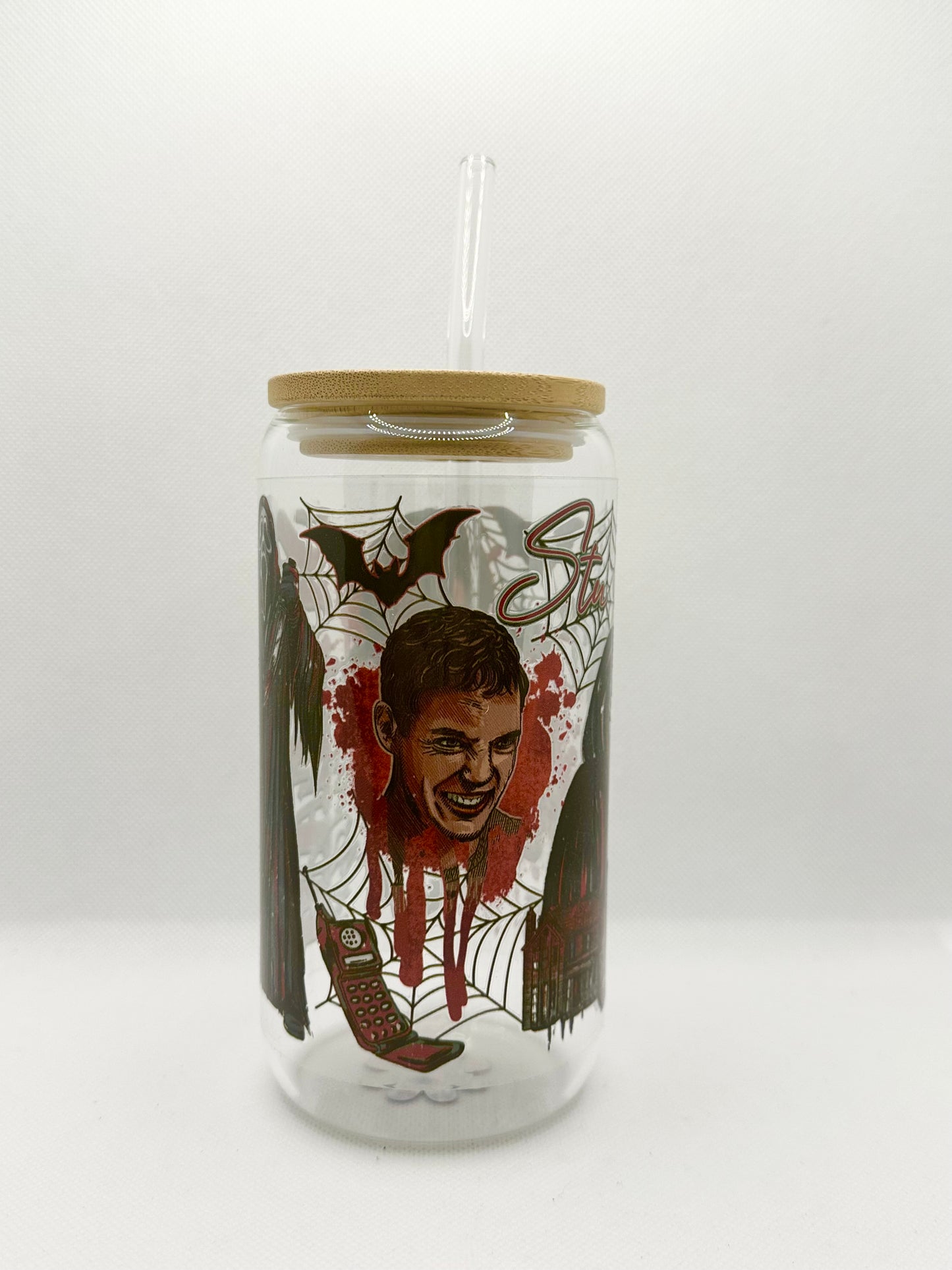Horror Movie 16oz Glass Tumbler with Straw