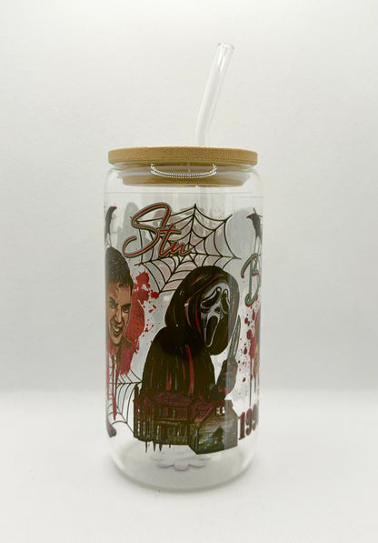 Horror Movie 16oz Glass Tumbler with Straw