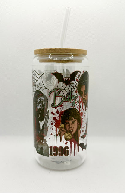 Horror Movie 16oz Glass Tumbler with Straw