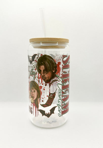 Horror Movie 16oz Glass Tumbler with Straw