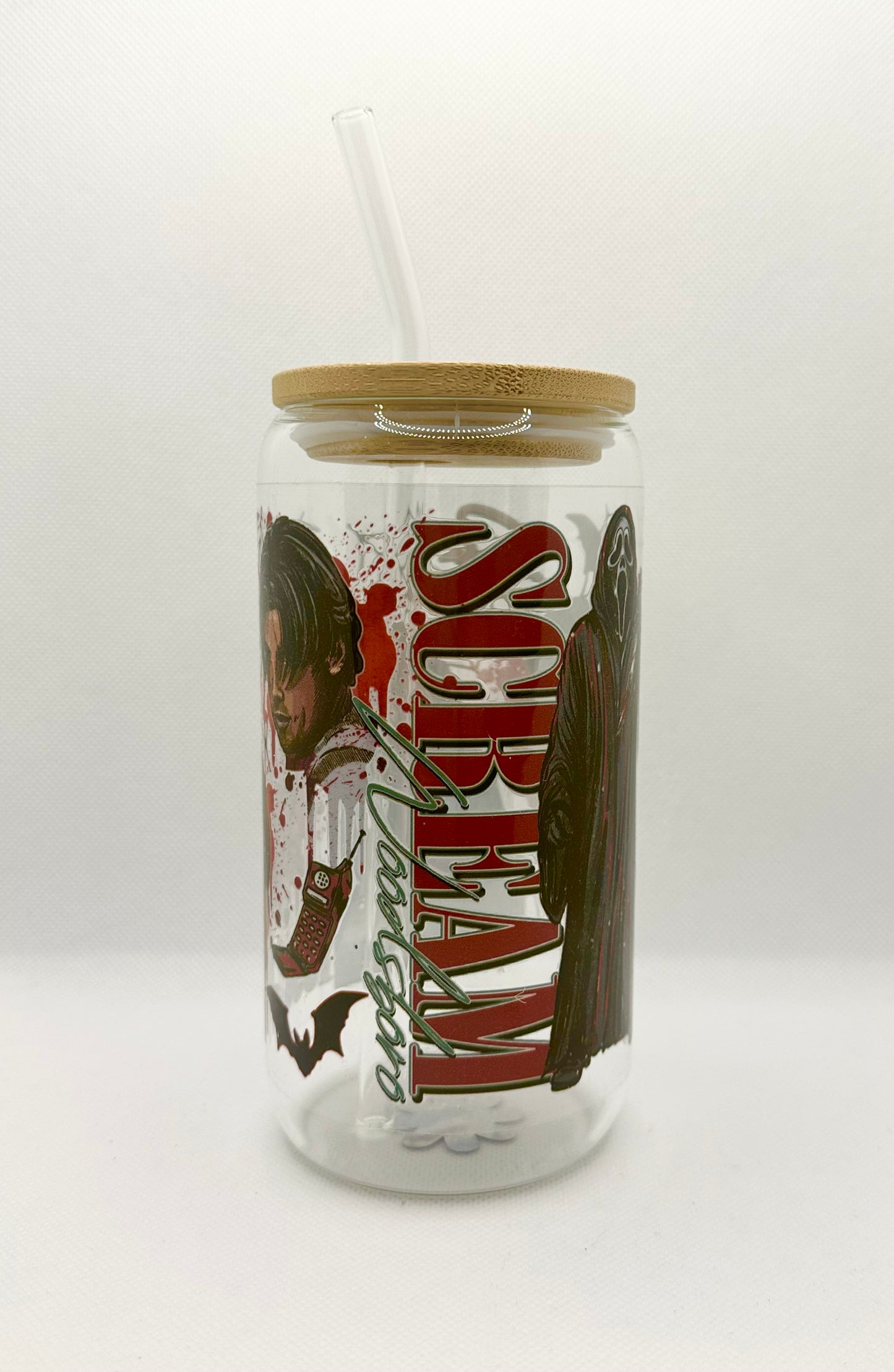 Horror Movie 16oz Glass Tumbler with Straw