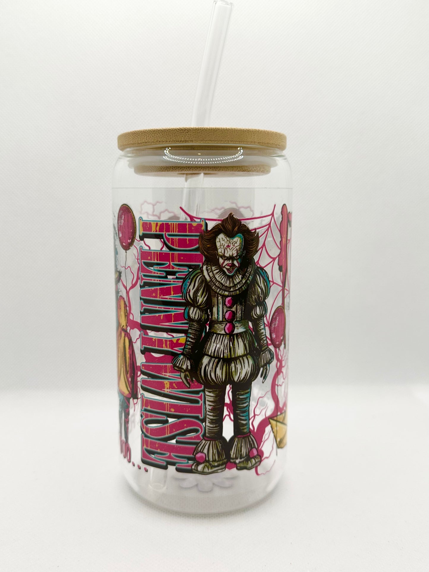 Horror Movie 16oz Glass Tumbler with Straw