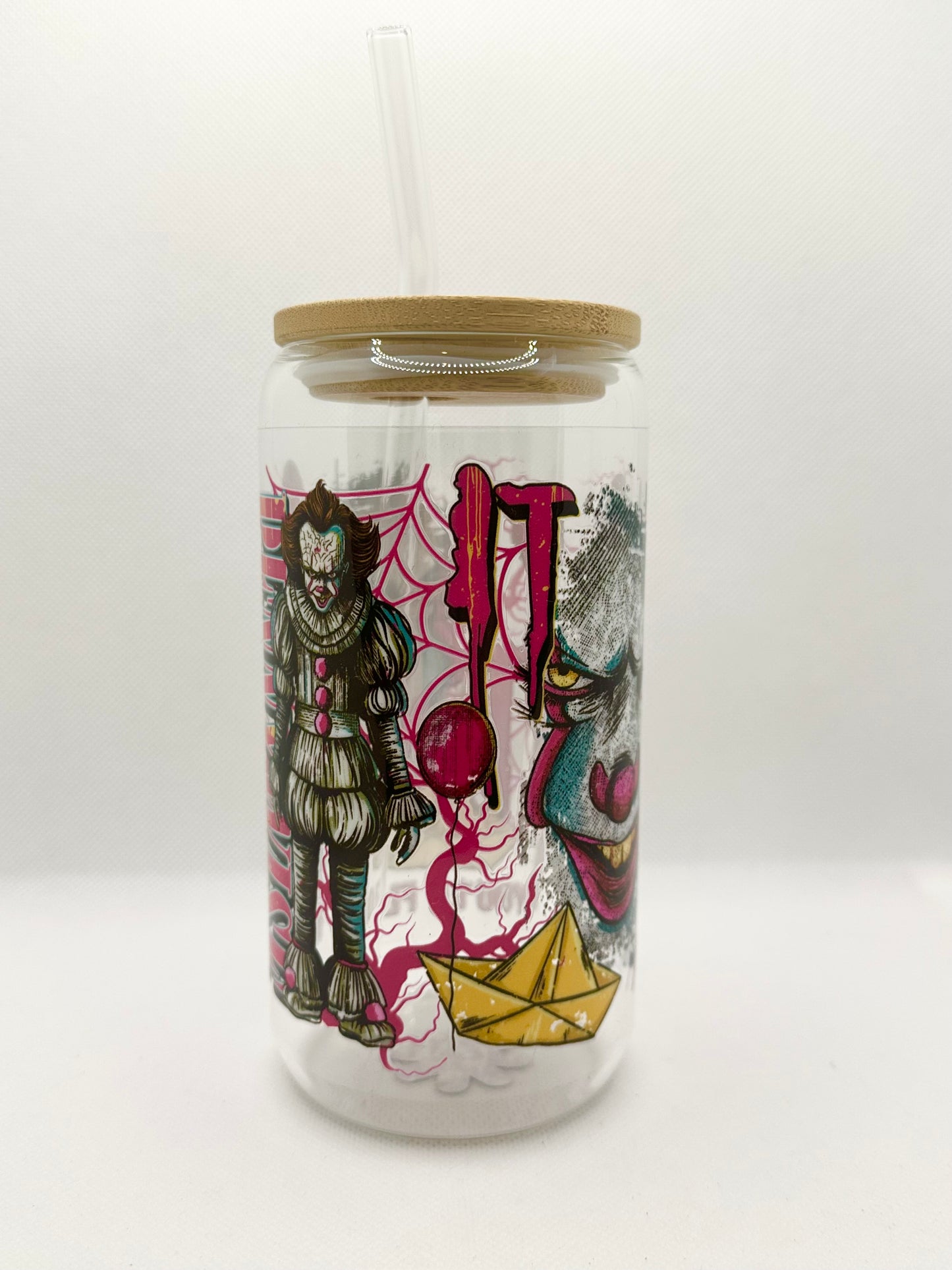 Horror Movie 16oz Glass Tumbler with Straw