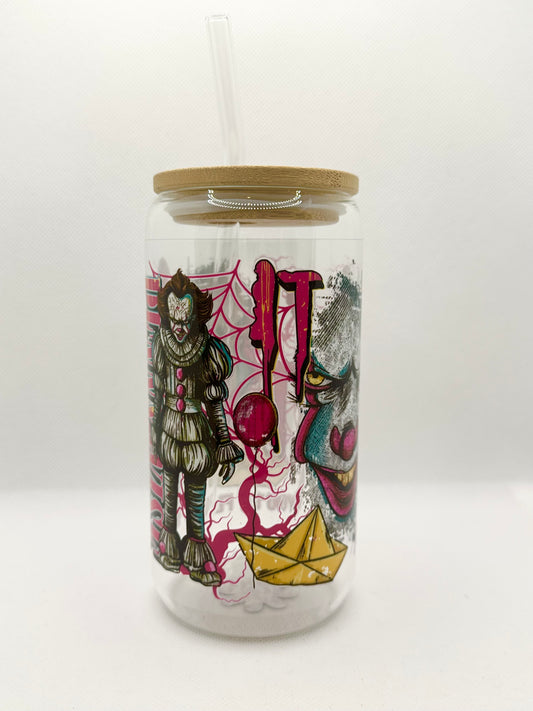 Horror Movie 16oz Glass Tumbler with Straw