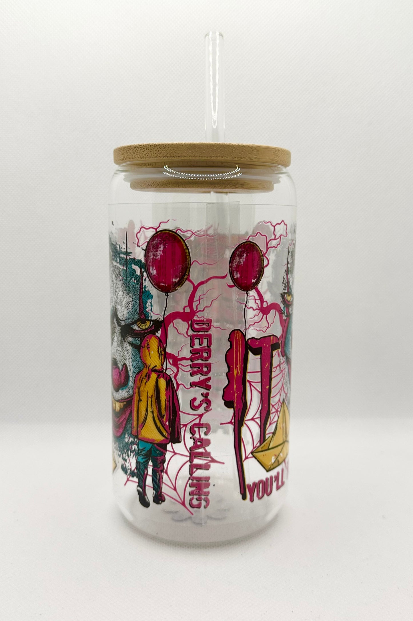 Horror Movie 16oz Glass Tumbler with Straw