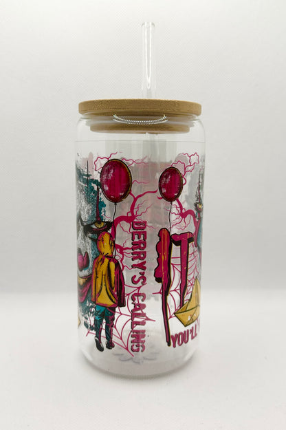 Horror Movie 16oz Glass Tumbler with Straw