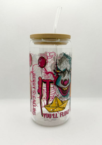 Horror Movie 16oz Glass Tumbler with Straw