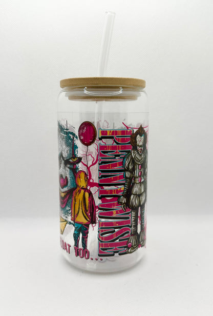 Horror Movie 16oz Glass Tumbler with Straw