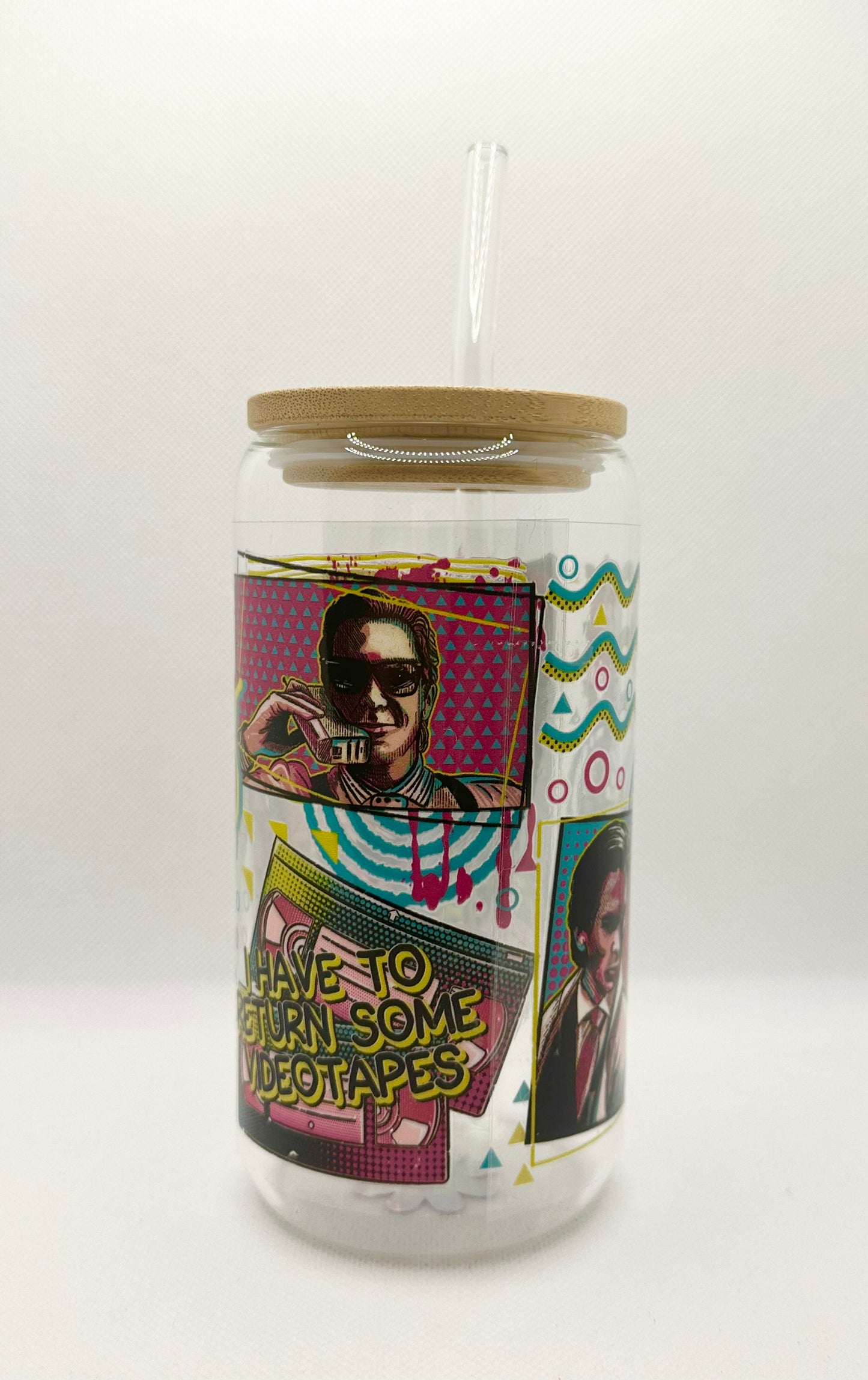 Horror Movie 16oz Glass Tumbler with Straw