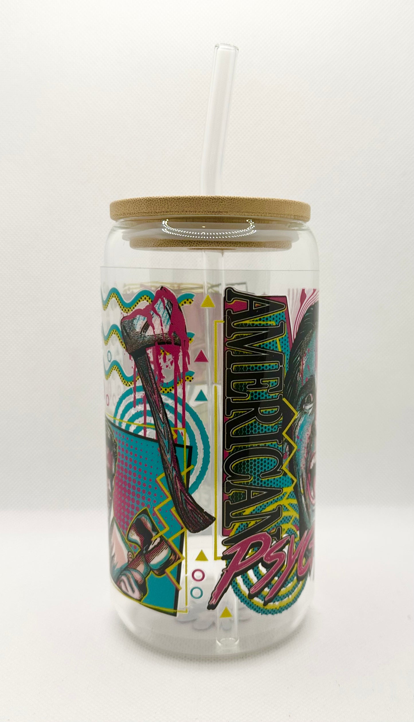 Horror Movie 16oz Glass Tumbler with Straw