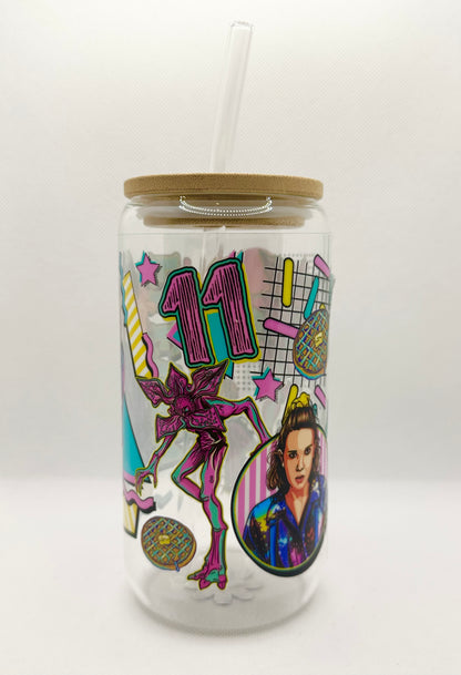 80s Sci-Fi TV Show Inspired 16oz Glass Tumbler with Straw