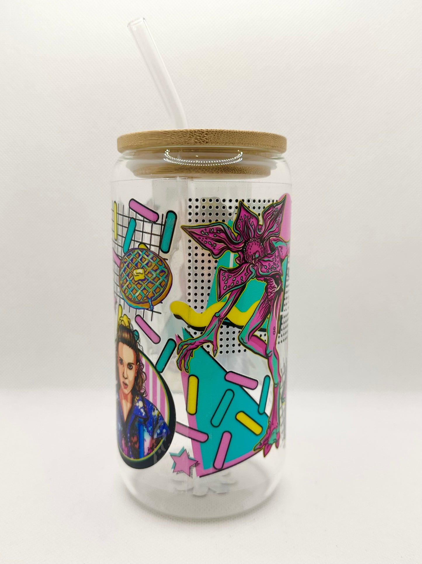 80s Sci-Fi TV Show Inspired 16oz Glass Tumbler with Straw