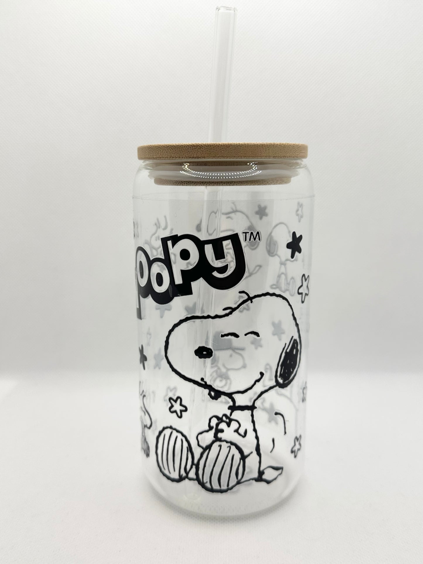 Cartoon Dog 16oz Glass Tumbler with Straw
