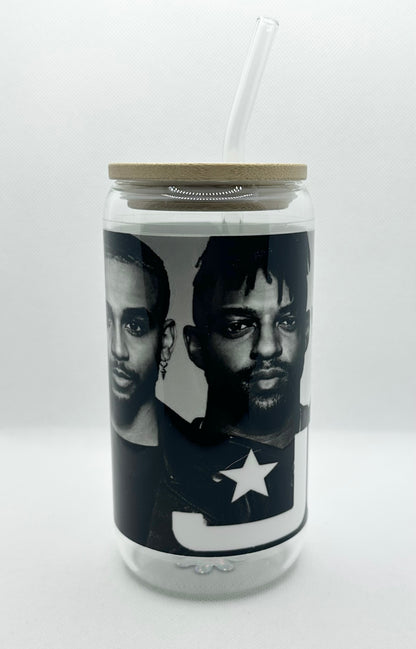 Boyband 16oz Clear Glass Tumbler with Straw