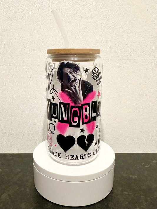 Rock Pop Singer 16oz Clear Glass Tumbler with Straw