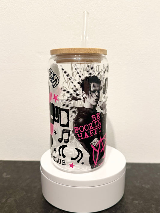 Rock Pop Singer 16oz Clear Glass Tumbler with Straw
