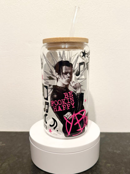 Rock Pop Singer 16oz Clear Glass Tumbler with Straw